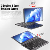 8-inch mini touchscreen laptop from The Techie Den with 360° rotating 2-in-1 design, portable compact PC for versatile use