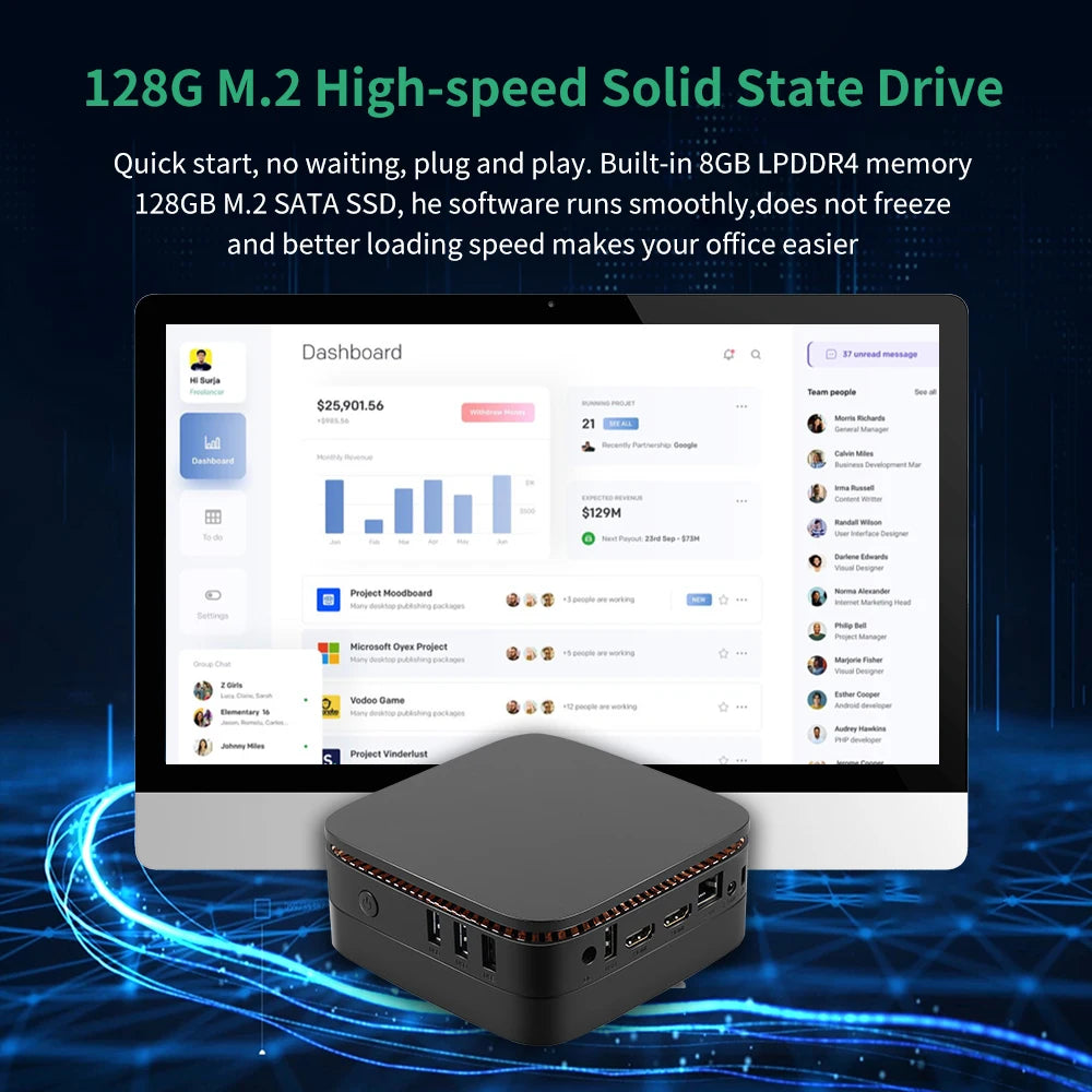 Intel N100 Game PC Box by The Techie Den with Windows 11 Pro, 2TB HDD, and retro gaming console featuring 80+ emulators and 52,000+ games