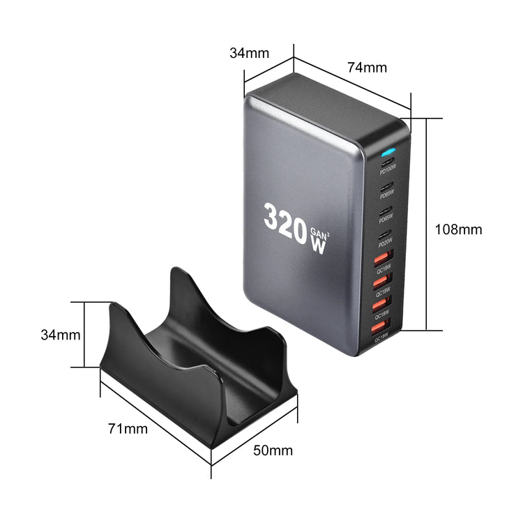 320W Charger USB C Fast Desktop 8-port - The Techie Den