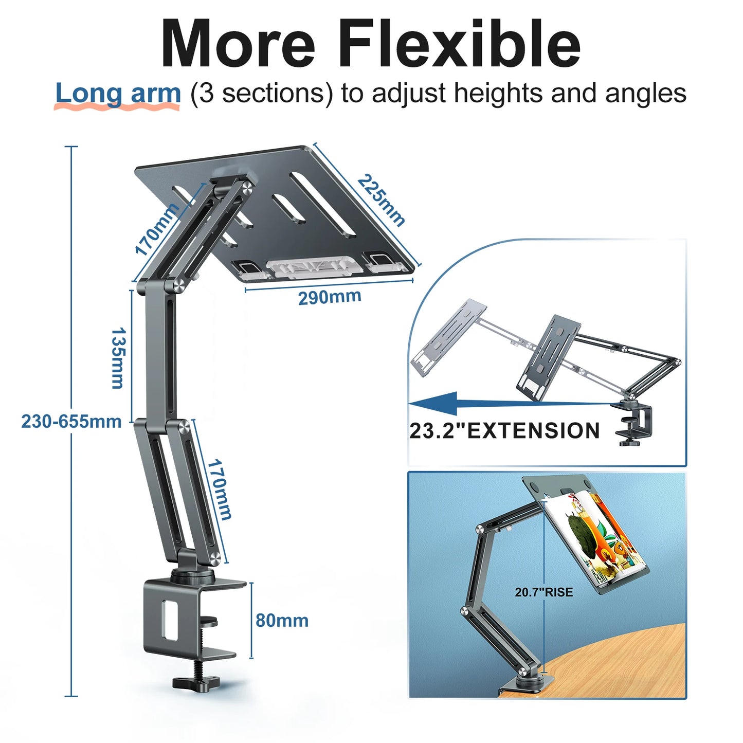 Laptop Stand Clamp 360°Rotating Reading Stand