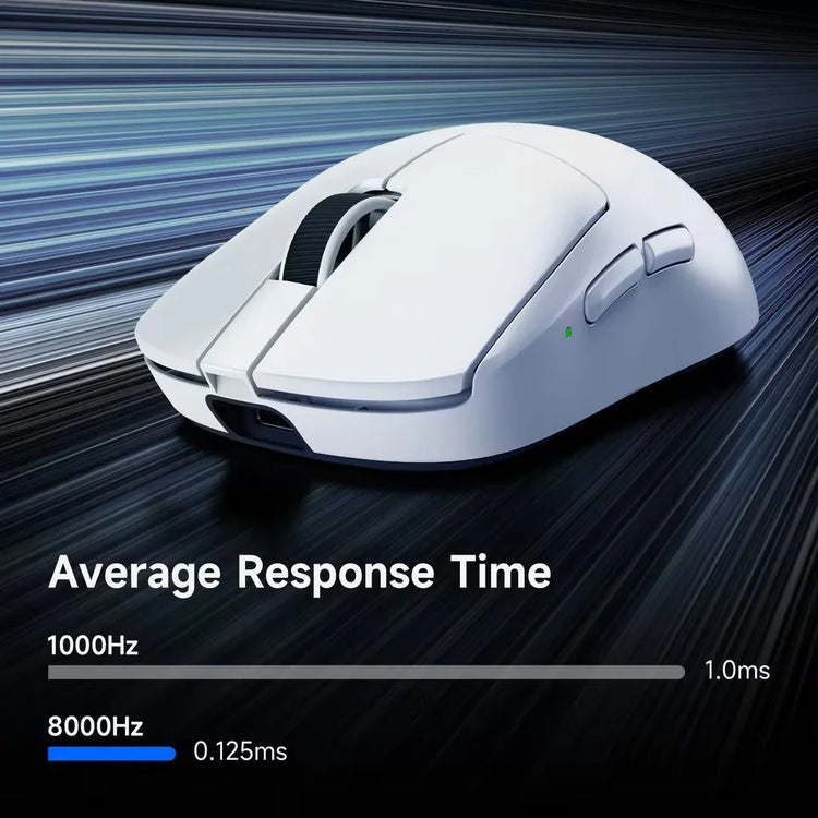 Wireless gaming mouse by The Techie Den, Mchose A7 V2 Pro Ultra, with tri-mode connectivity and up to 42,000 DPI.