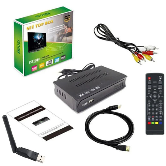 for Chile Set Top Box Terrestrial Digital Video Broadcasting TV Receiver ISDB-T 1080P HD with HDMI RCA Interface Cable EU Plug