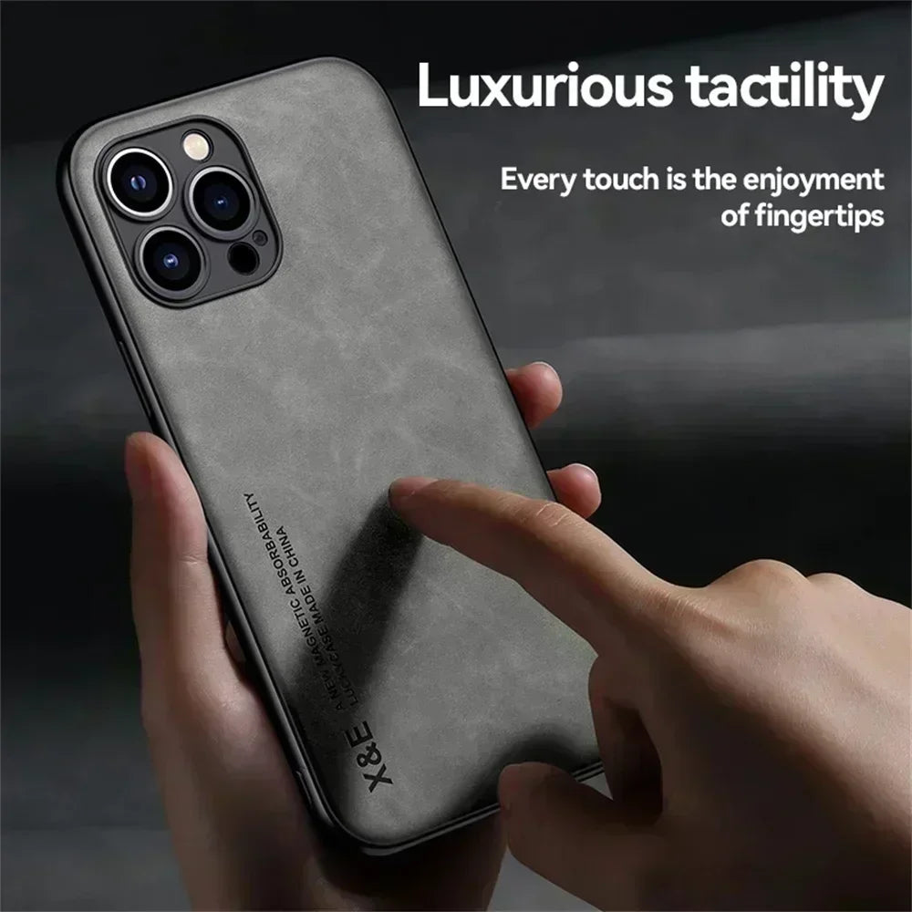 Magnetic Leather Hybrid Silicone Phone Case