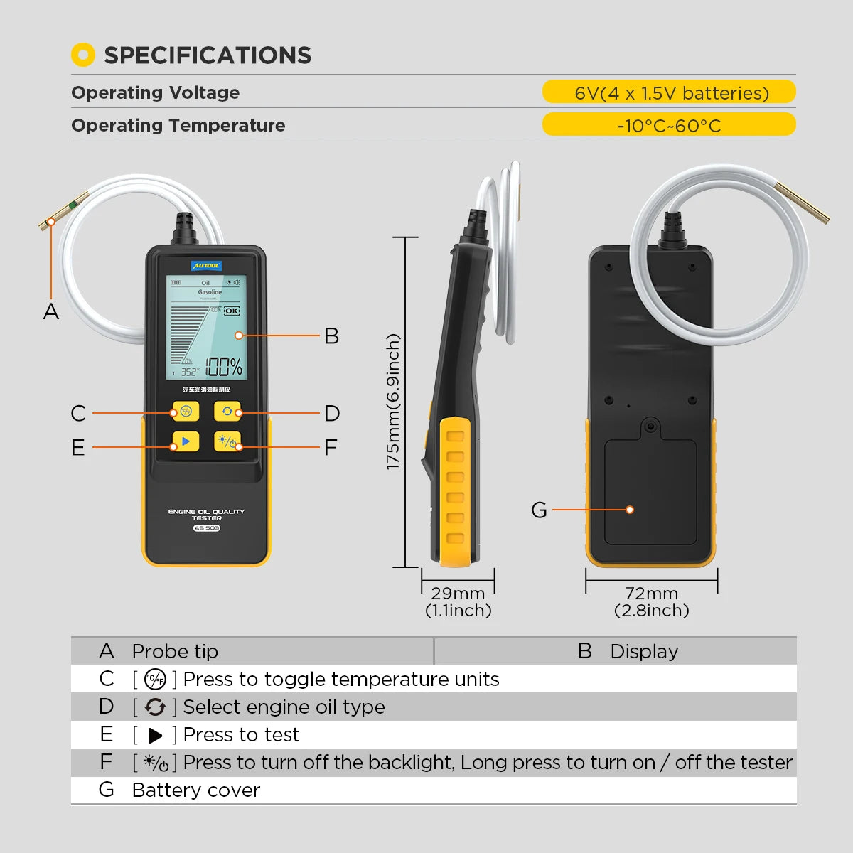 AUTOOL AS503 Digital Engine Oil Tester