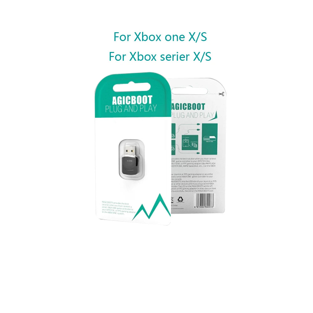 Gaming converter for Mayflash Magicboots, Hitbox, Fightbox by The Techie Den, showing the compact adapter for Xbox One and Series X/S.