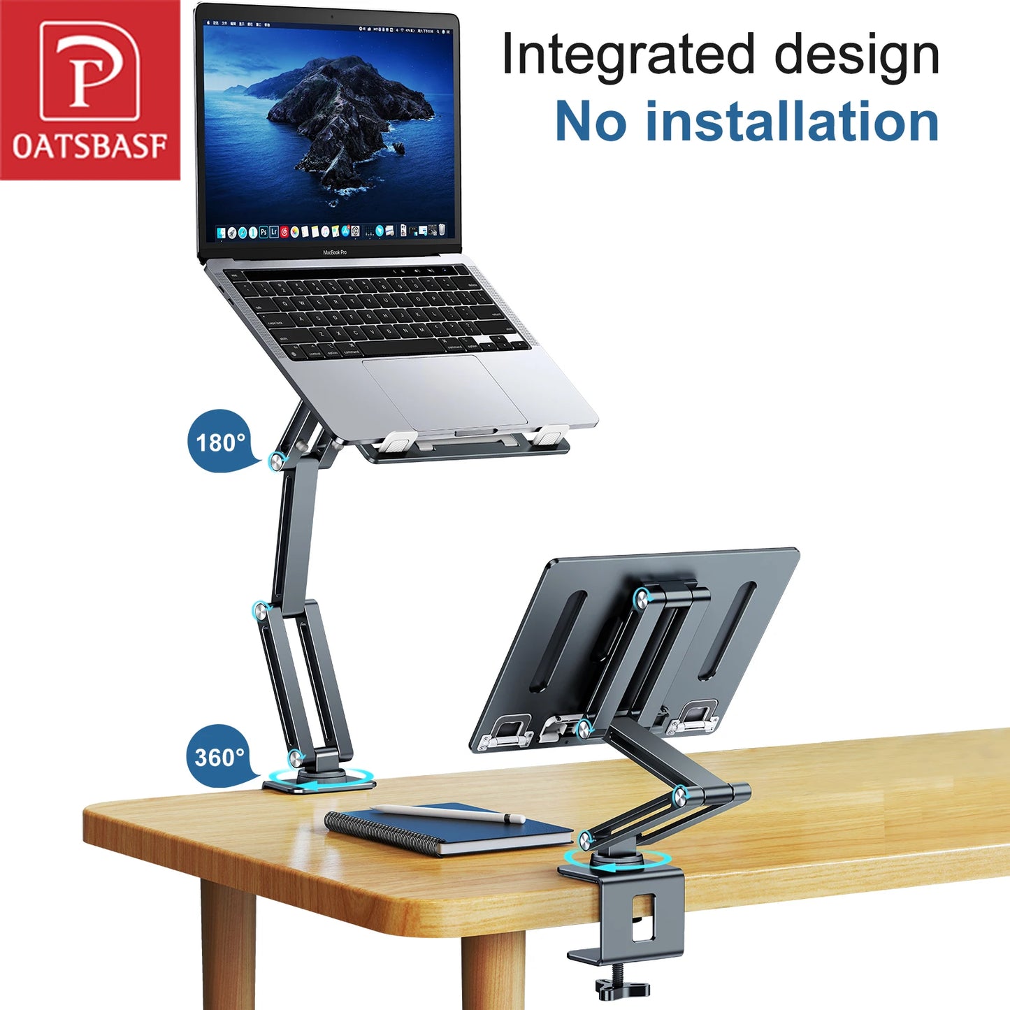 Laptop Stand Clamp 360°Rotating Reading Stand