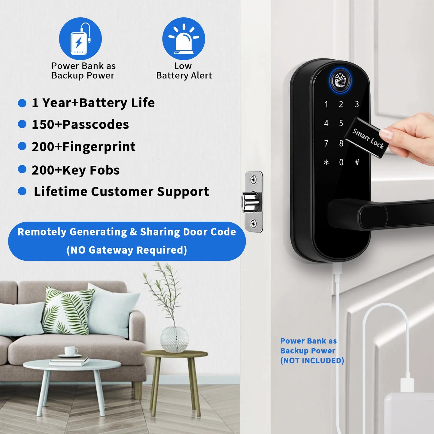 Keyless-Entry Fingerprint Smart Door Lock Digital Electronic