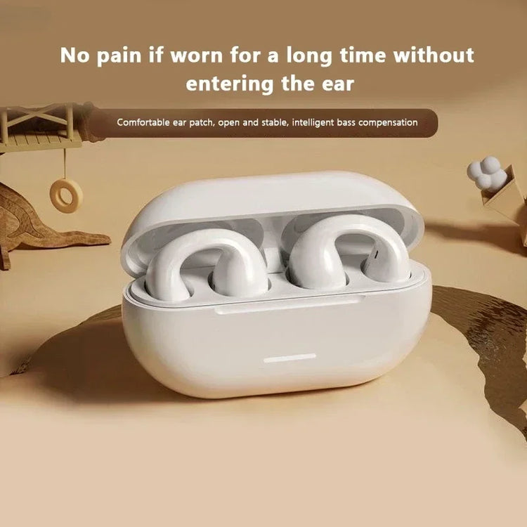 The Techie Den T75 bone conduction wireless Bluetooth 5.3 sports earphones with waterproof design and HiFi sound quality.