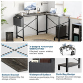 Wooden Table with CPU Storage Shelf & Side Bag - The Techie Den