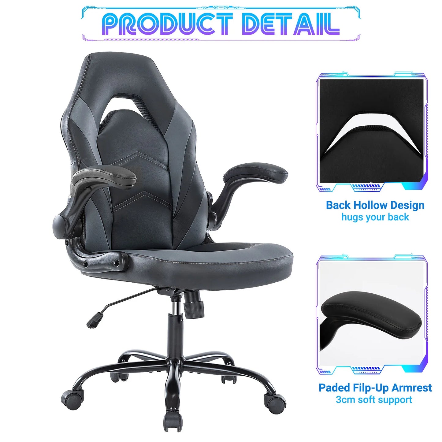 Ergonomic Chair Adjustable Swivel with Flip-up Armrest.