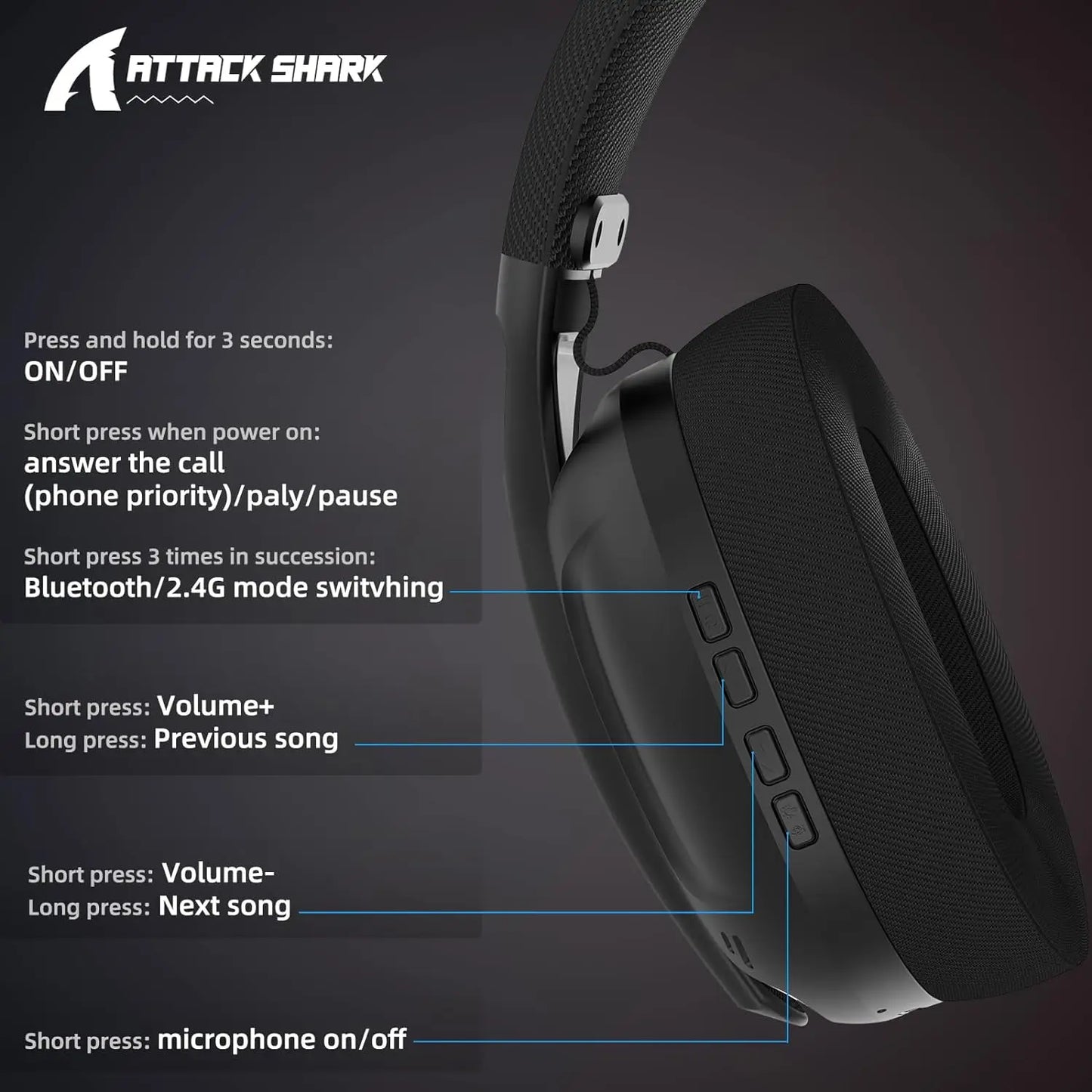 Ultra Light Wireless noise-canceling microphone Gaming Headset