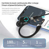 Wireless Bluetooth earphones by The Techie Den with HD mic, noise cancelling, waterproof design, and ear-hook for sports and gaming.
