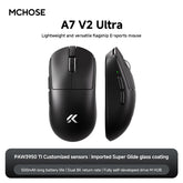 Lightweight wireless gaming mouse by The Techie Den, Mchose A7 V2 Pro Ultra, with tri-mode connectivity and up to 42,000 DPI.