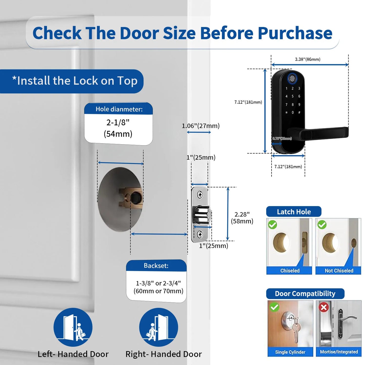 Keyless-Entry Fingerprint Smart Door Lock Digital Electronic