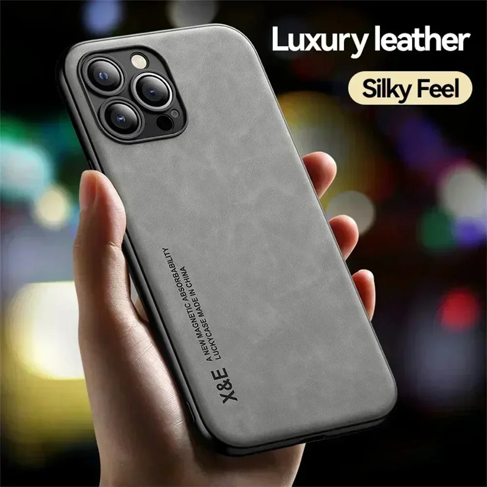 Magnetic Leather Hybrid Silicone Phone Case