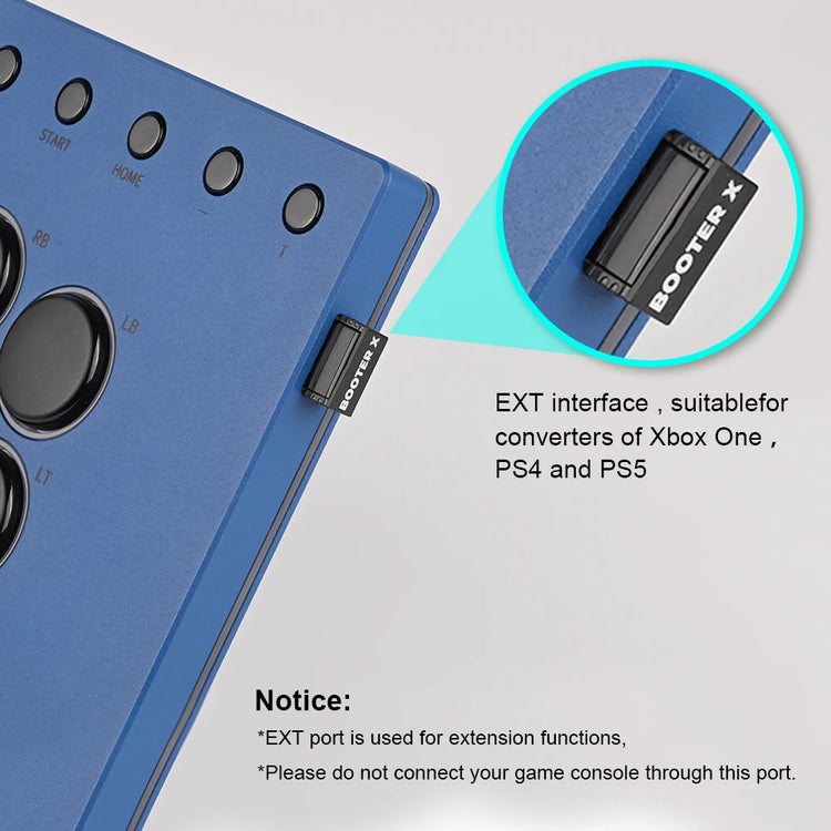 Haute42 Cosmox Booter X Xbox One wireless adapter for Hautepad controller, shown connected to gaming console.