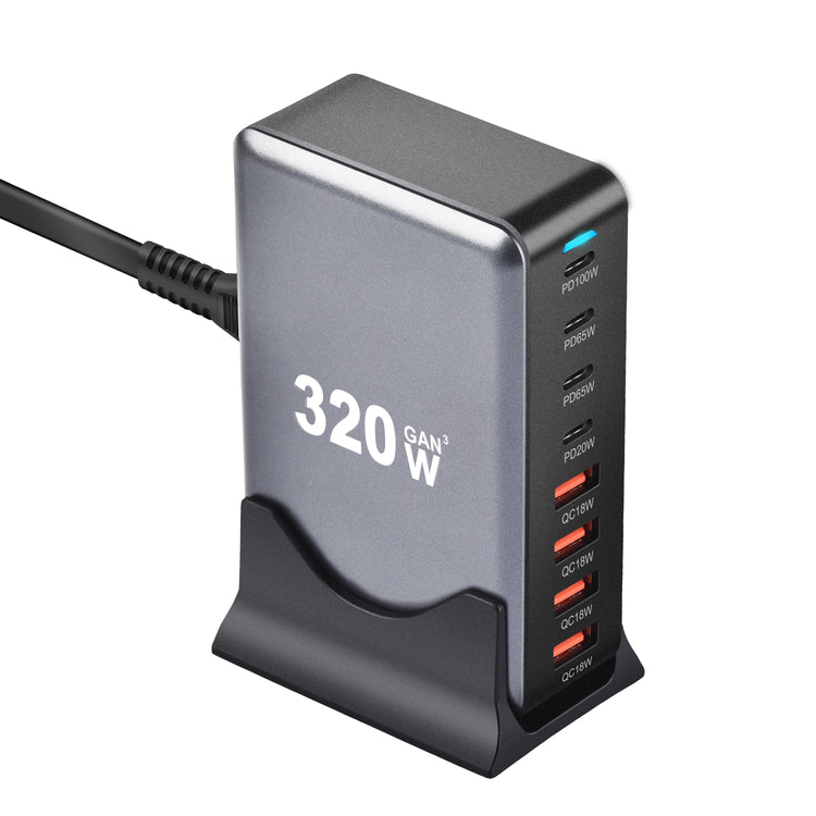 320W Charger USB C Fast Desktop 8-port - The Techie Den
