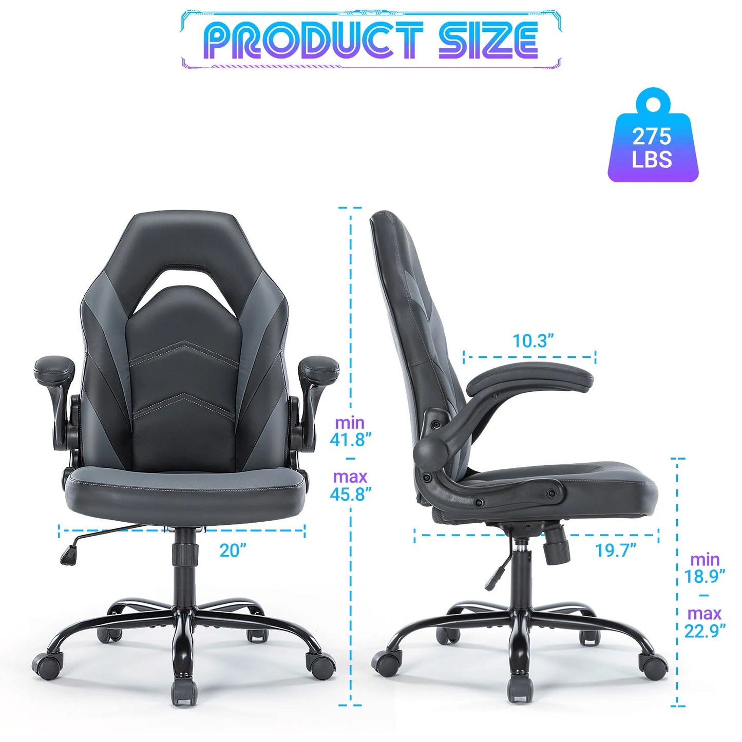 Ergonomic Chair Adjustable Swivel with Flip-up Armrest.