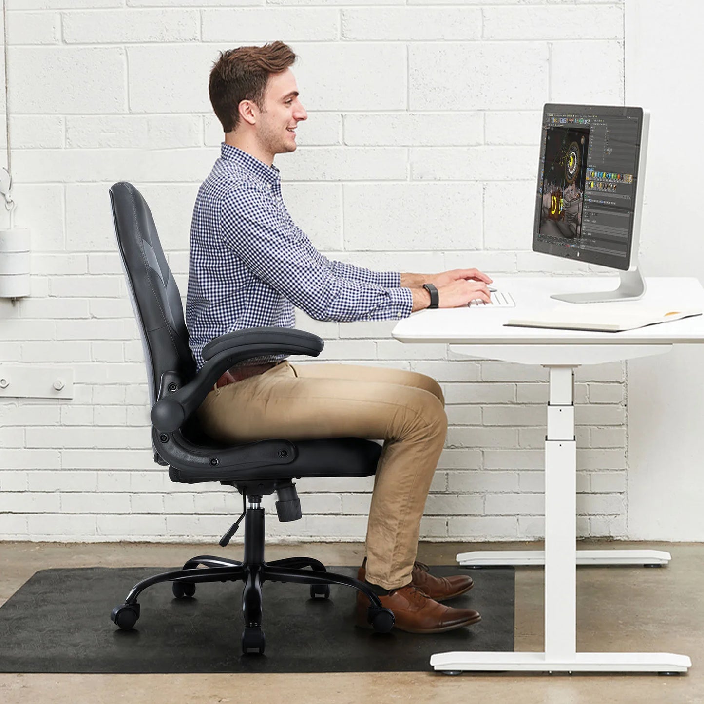 Ergonomic Chair Adjustable Swivel with Flip-up Armrest.