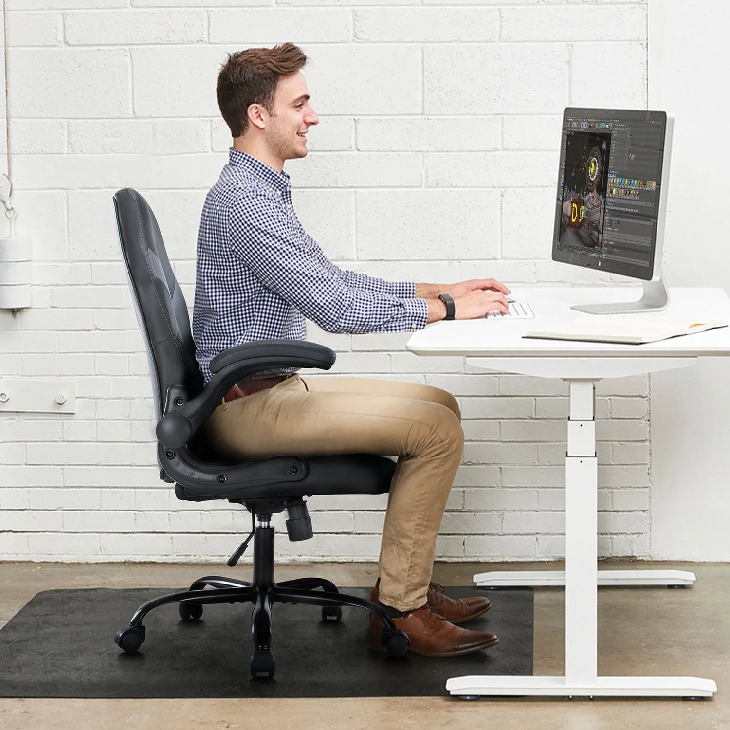 Ergonomic Chair Adjustable Swivel with Flip-up Armrest. - The Techie Den