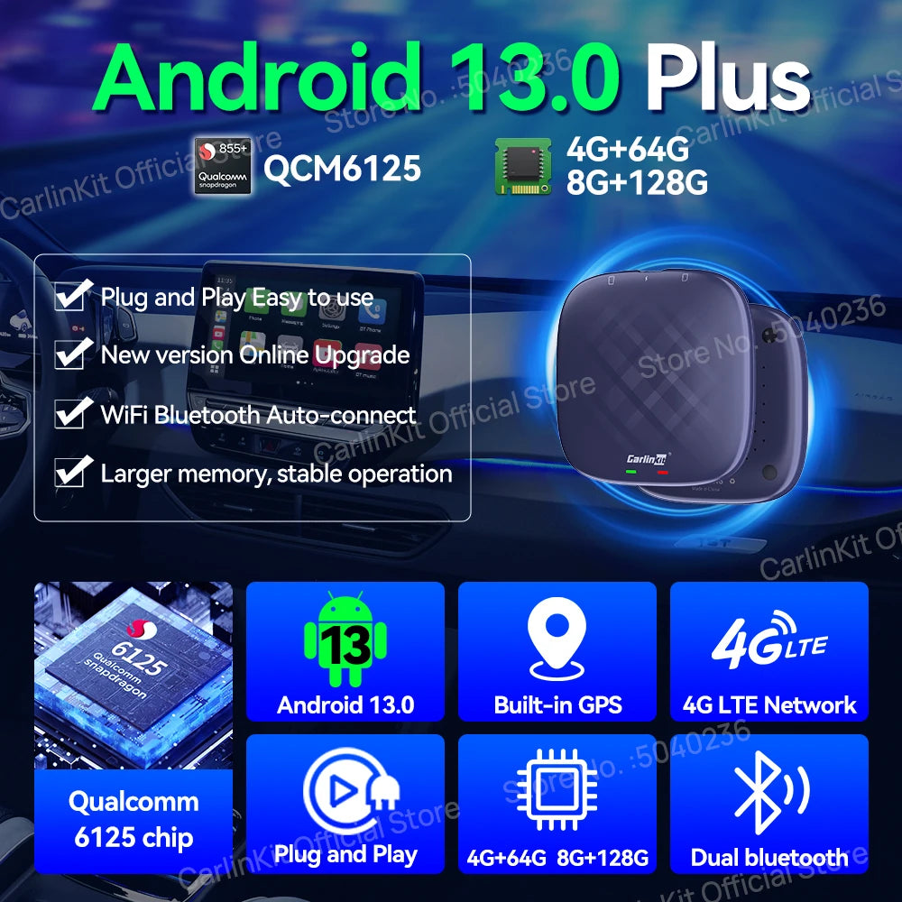 CarlinKit 8G+128G Android 13 CarPlay TV AI Box