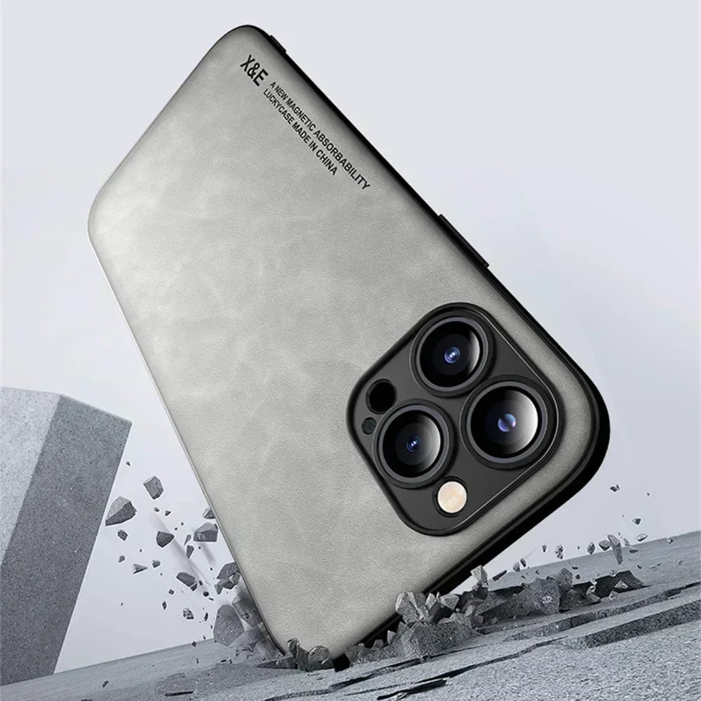 Magnetic Leather Hybrid Silicone Phone Case