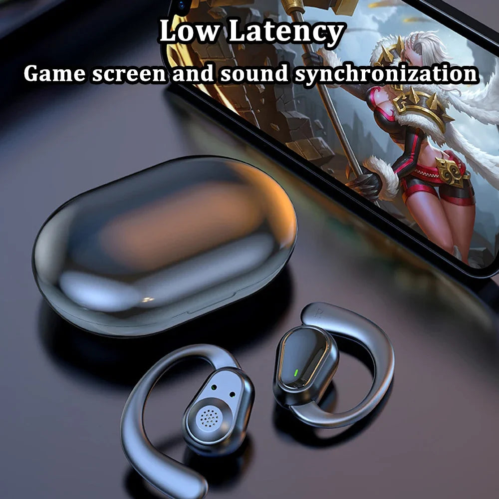 Wireless Xiaomi Bluetooth 5.3 headphones with ear hooks, HiFi stereo sound, waterproof design, noise reduction earbuds.