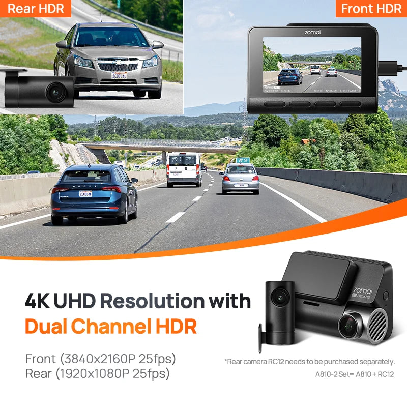 Dash Cam A810 Ultra HD Built-in GPS Motion Detection