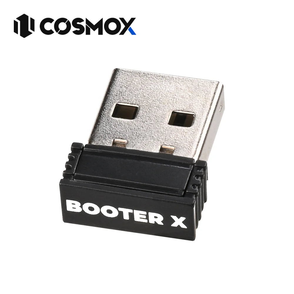 Haute42 Cosmox Booter X Xbox One wireless adapter for Hautepad controller, shown connected to gaming setup with controller.
