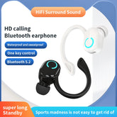 Wireless Bluetooth earphones by The Techie Den with HD mic, noise cancelling, waterproof design, ear-hook, ideal for sports and gaming.