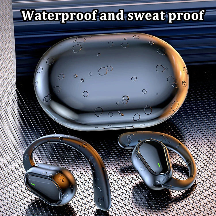 Wireless Xiaomi Bluetooth 5.3 earphones with ear hooks, HiFi stereo sound, waterproof design, noise reduction, by The Techie Den.