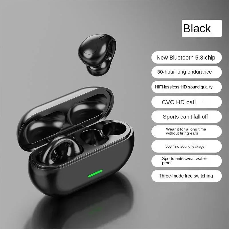 Wireless Bluetooth T75 Bone Conduction Headphones by The Techie Den, waterproof sports earphones with HiFi sound and TWS design.