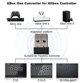 The Techie Den Haute42 Cosmox Booter X Xbox One wireless adapter connected to Hautepad controller on a gaming setup.