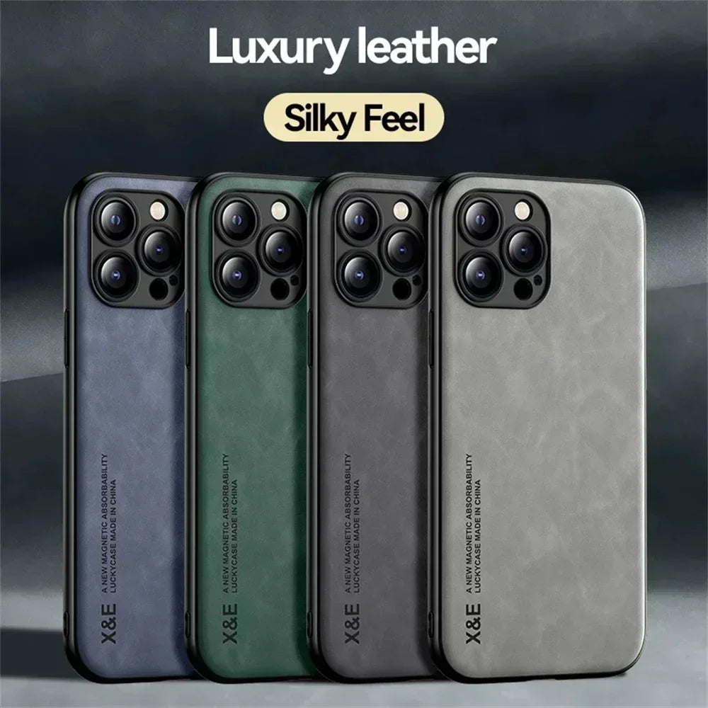 Magnetic Leather Hybrid Silicone Phone Case