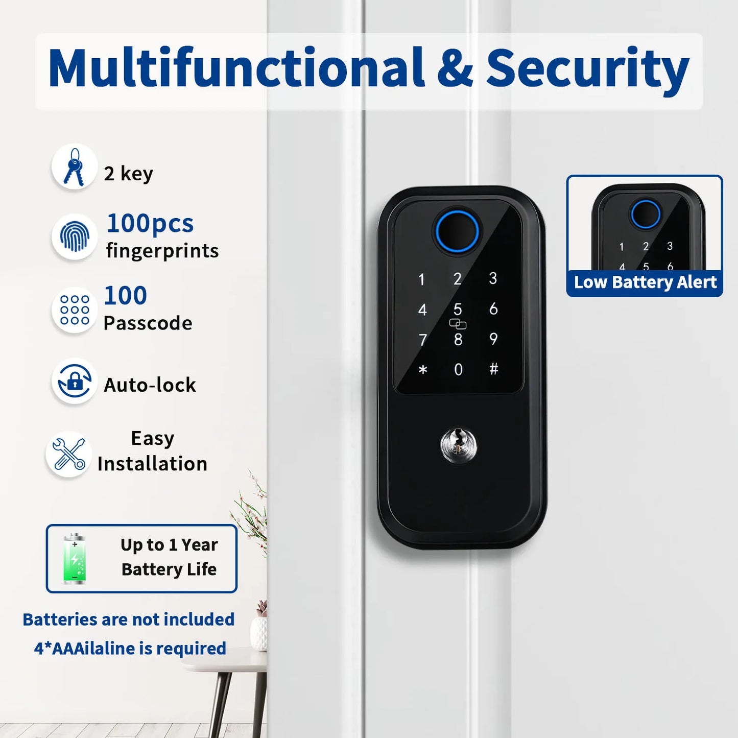 Smart Deadbolt Lock Fingerprint Keyless Entry Door Lock