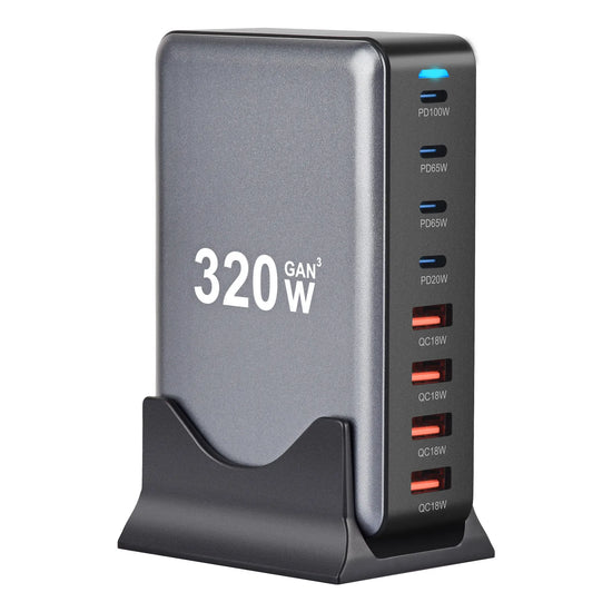 320W Charger USB C Fast Desktop 8-port - The Techie Den
